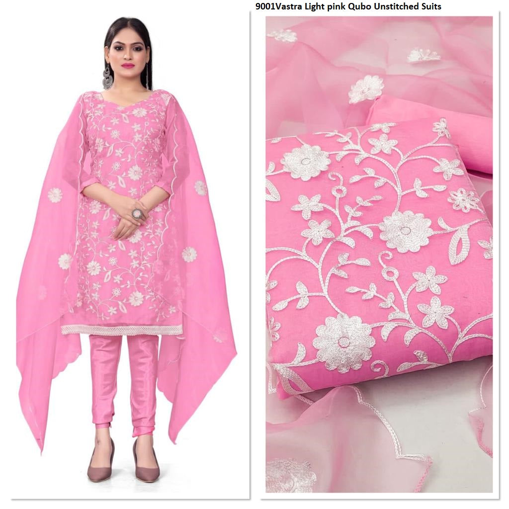 9001Vastra Light Pink Qubo Unstitched Suits