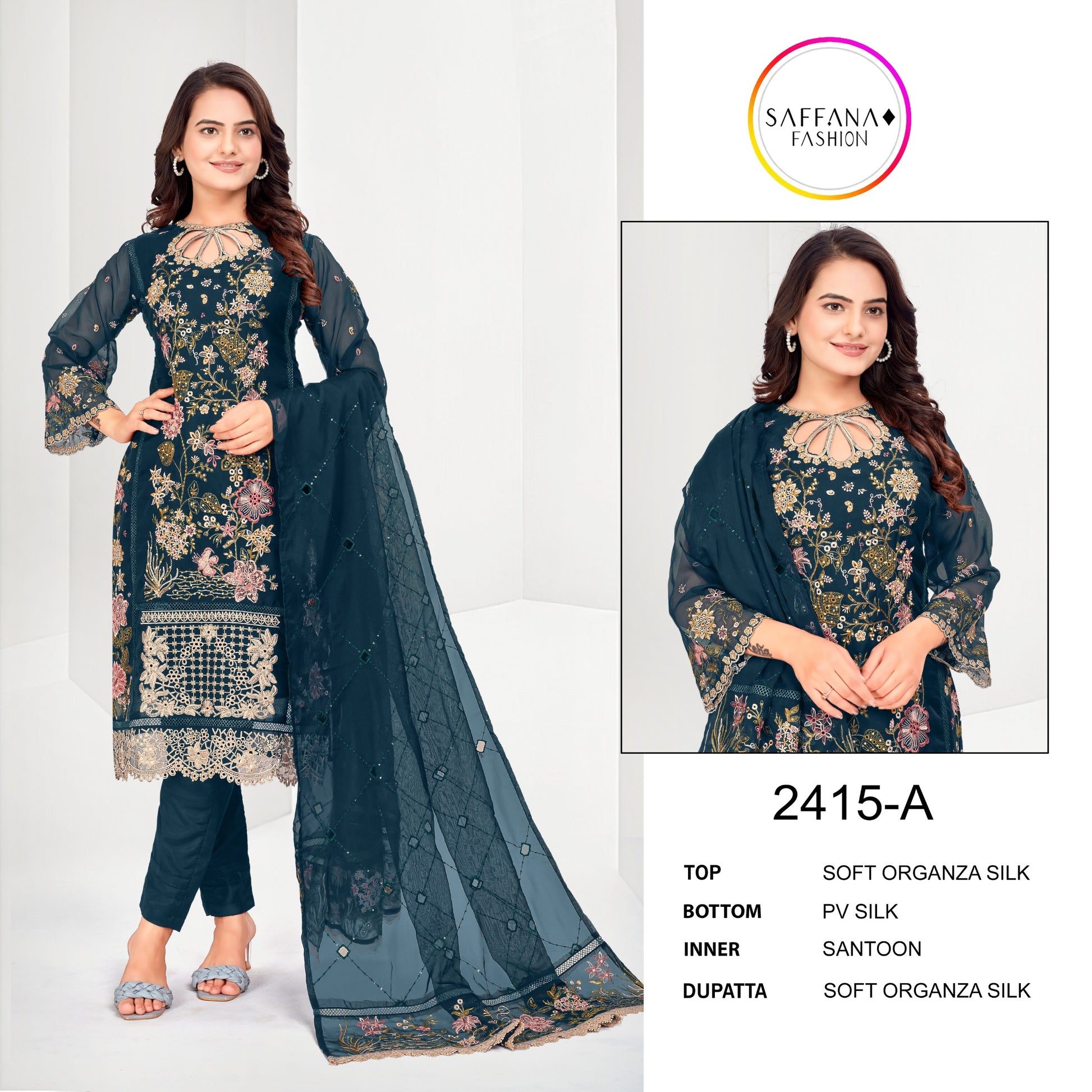 2415A Saffana Pakistani Readymade Suits