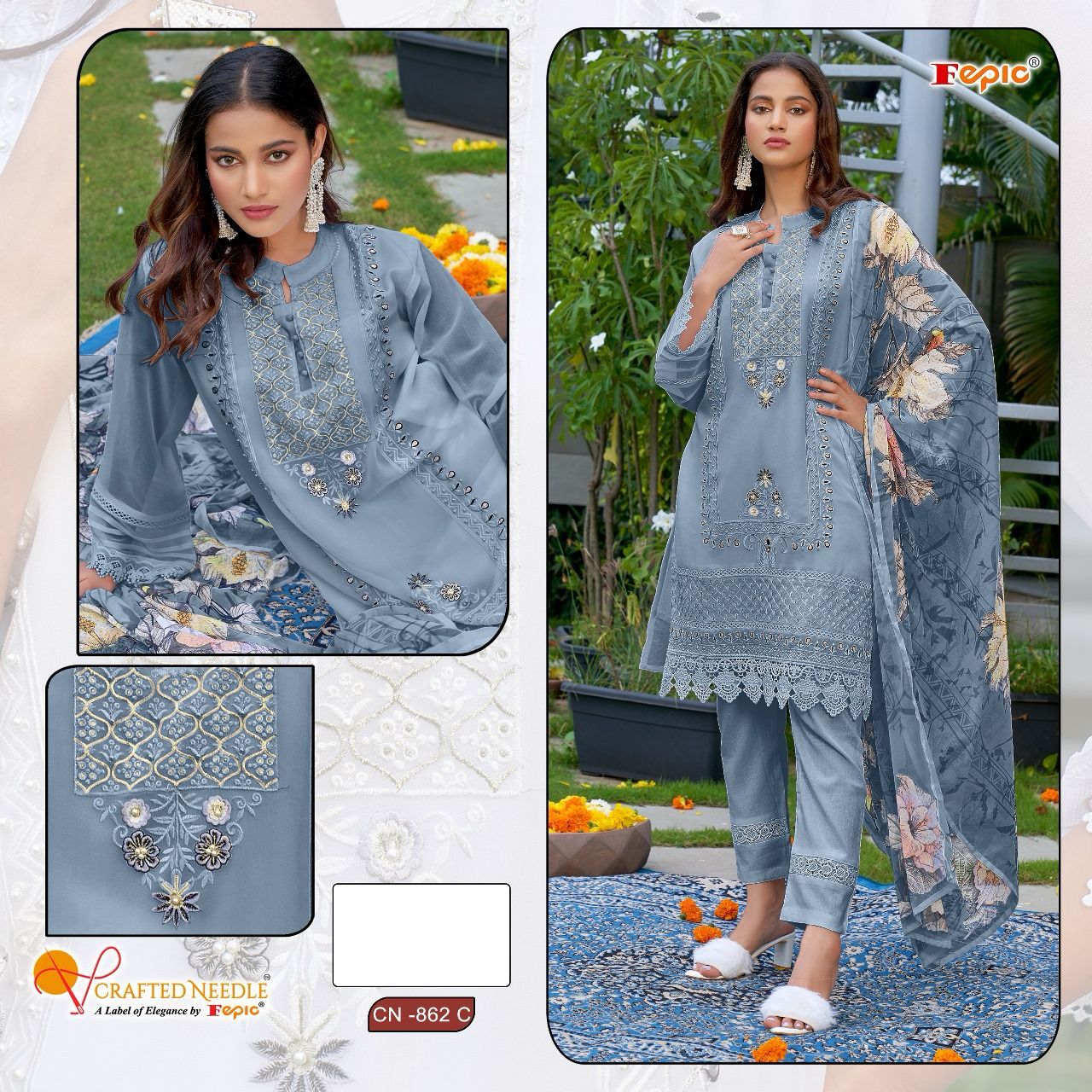 862C Crafted Needle Pakistani Readymade Suits