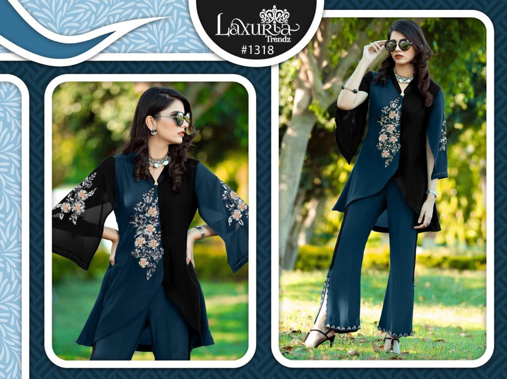 1318 Black Laxuria Trendz Handwork Co Ord Set