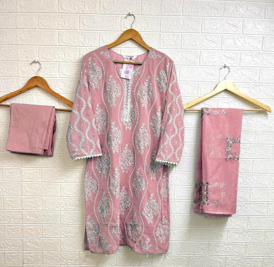 1327 Peach Laxuria Trendz Handwork Pakistani Readymade Suits