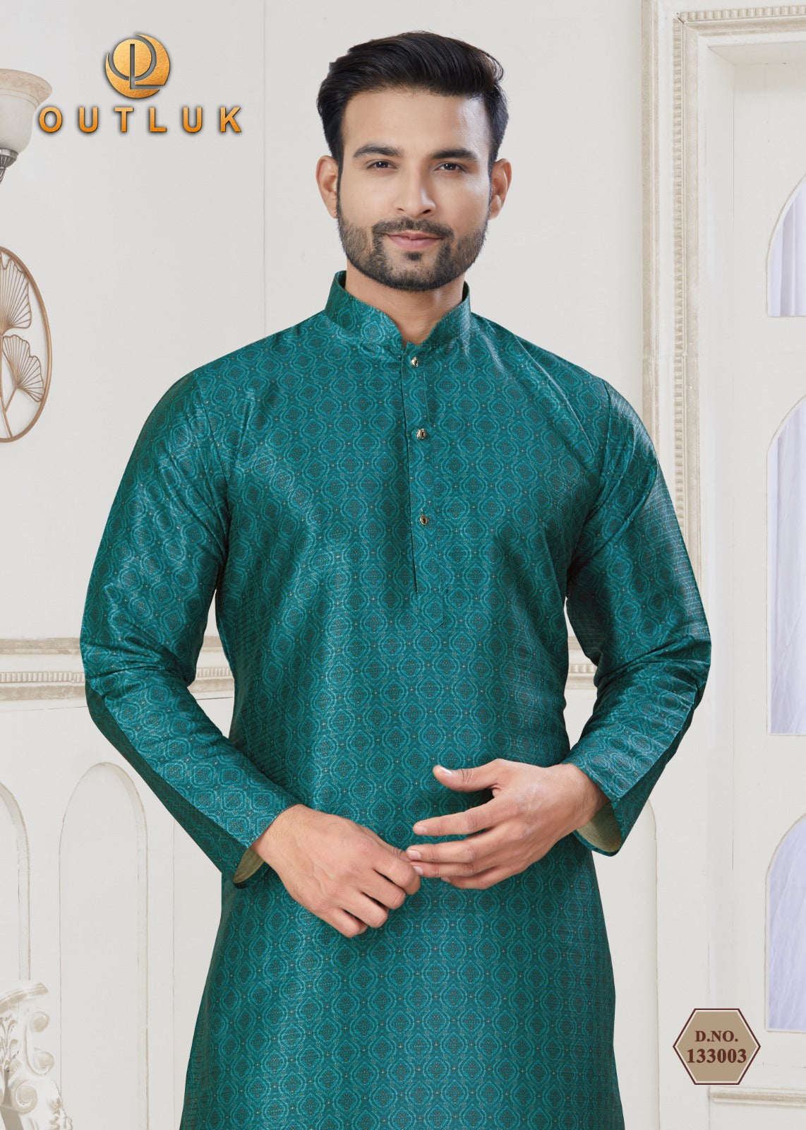 133003 Vol 133 Outluk Jacquard Mens Kurta Pyjama