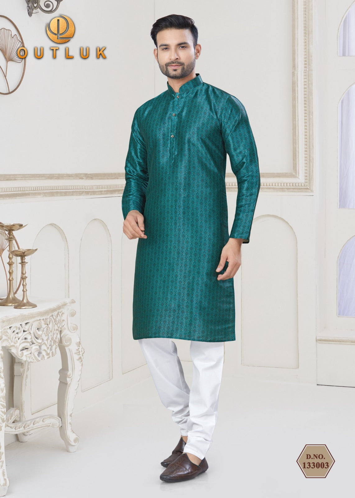 133003 Vol 133 Outluk Jacquard Mens Kurta Pyjama