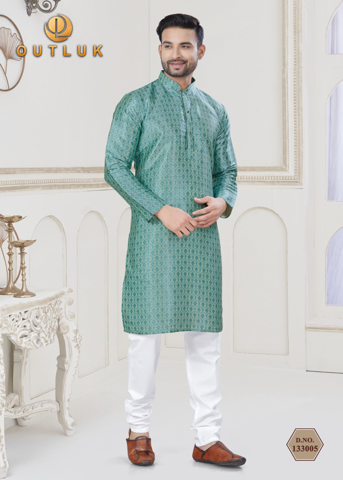 133005 Vol 133 Outluk Jacquard Mens Kurta Pyjama