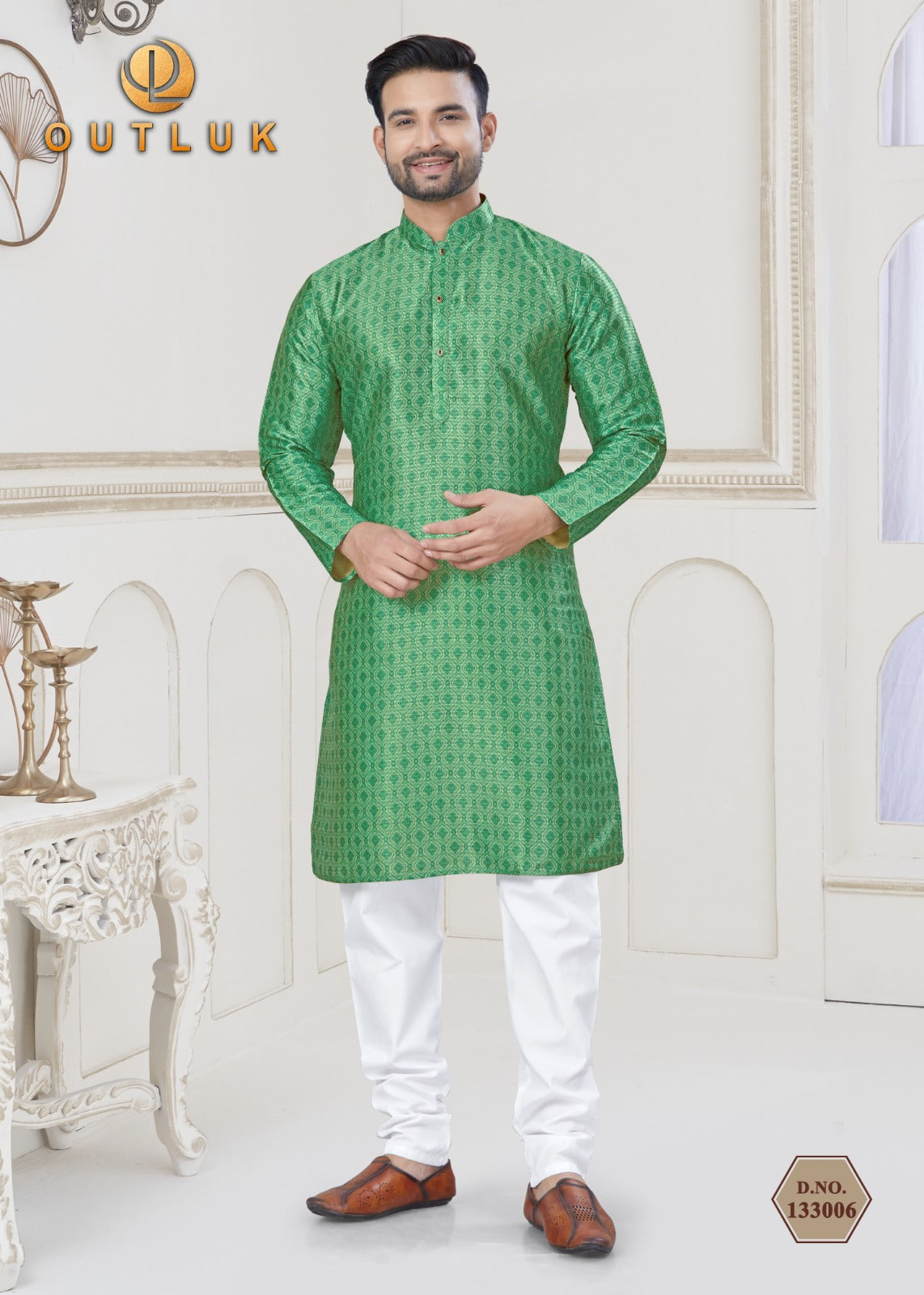 133006 Vol 133 Outluk Jacquard Mens Kurta Pyjama