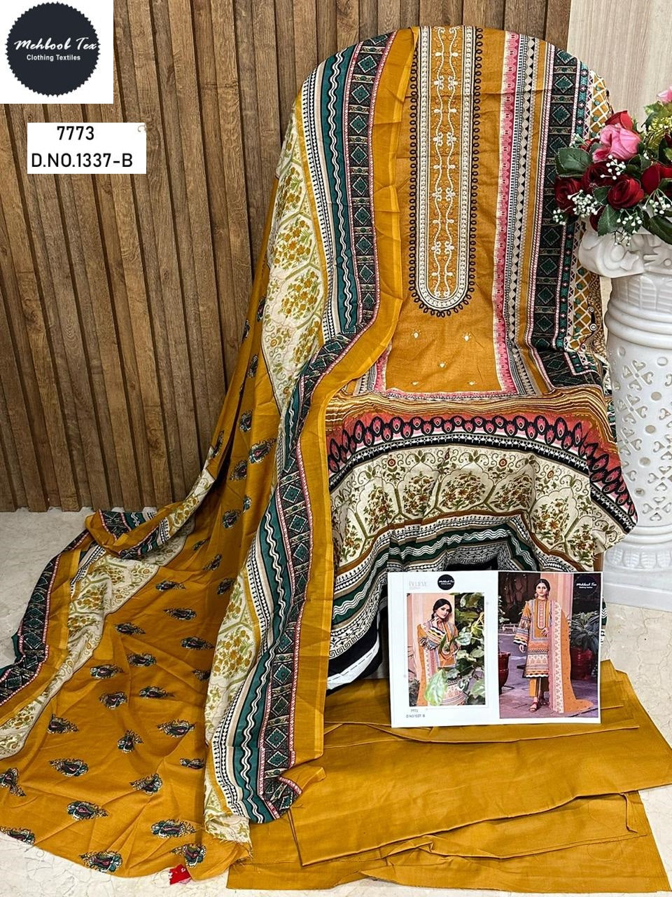 1337-B Mehboob Tex Embroidery Karachi Unstitched Suits
