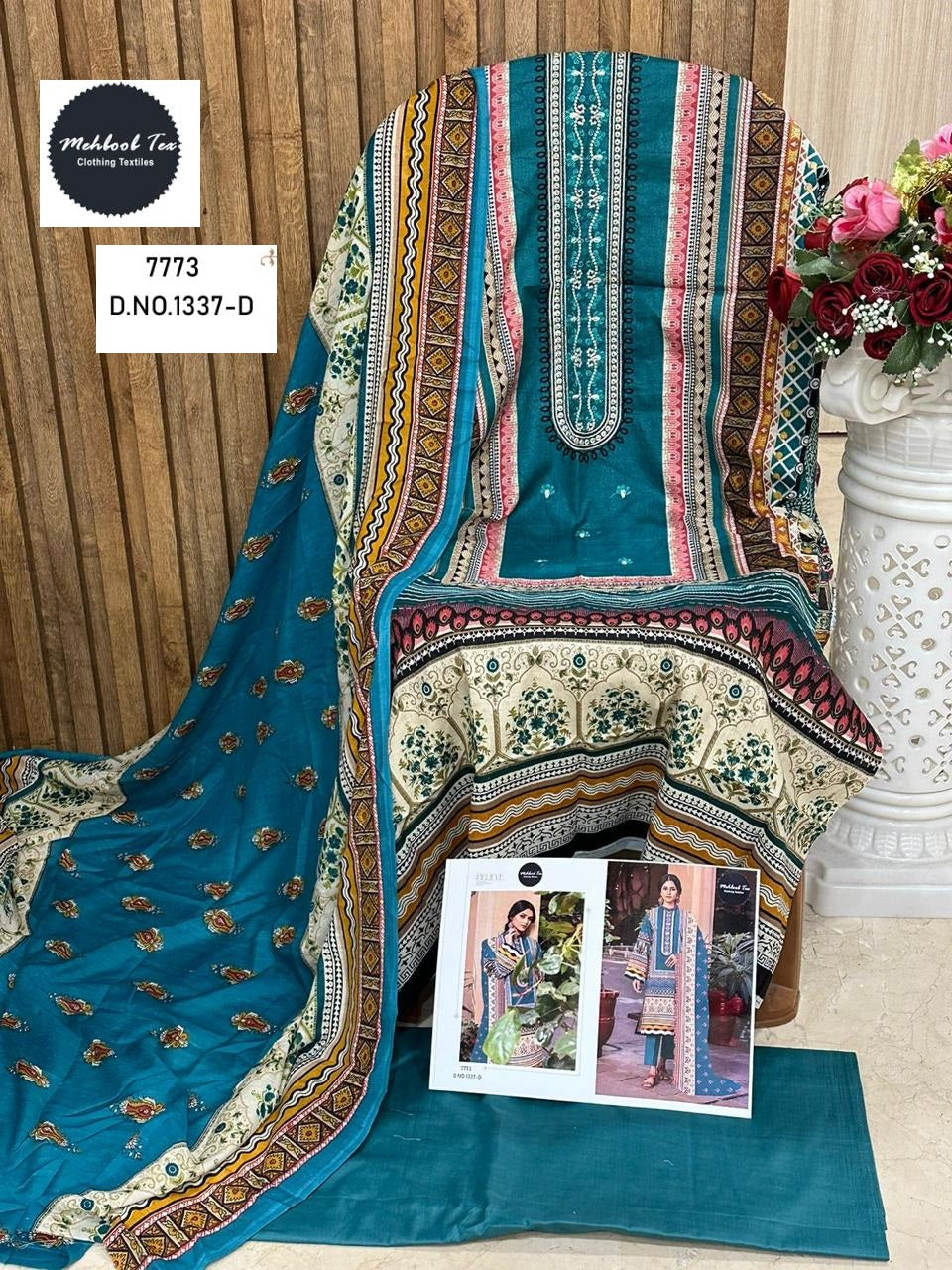 1337-D Mehboob Tex Embroidery Karachi Unstitched Suits