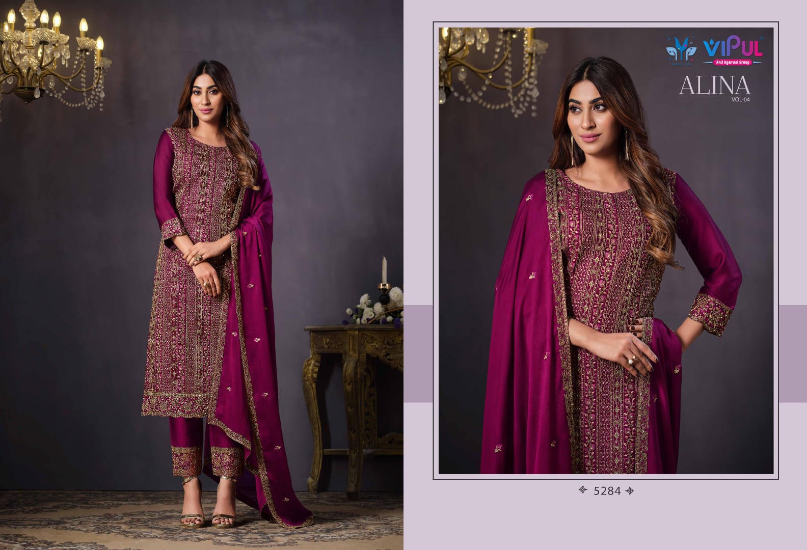 5284 Alina Vol 4 Vipul Unstitched Suits