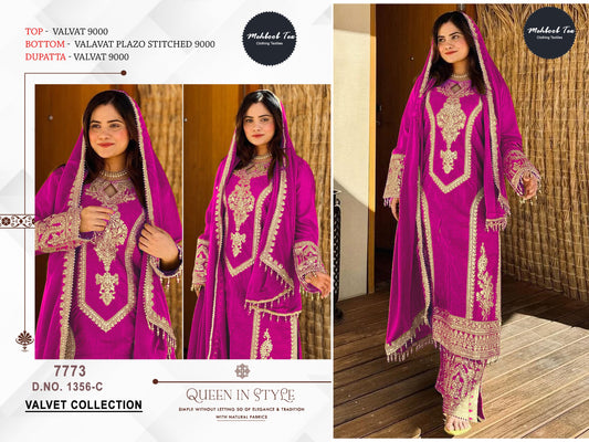 1356C Mehboob Tex Sequence Work Velvet Suits