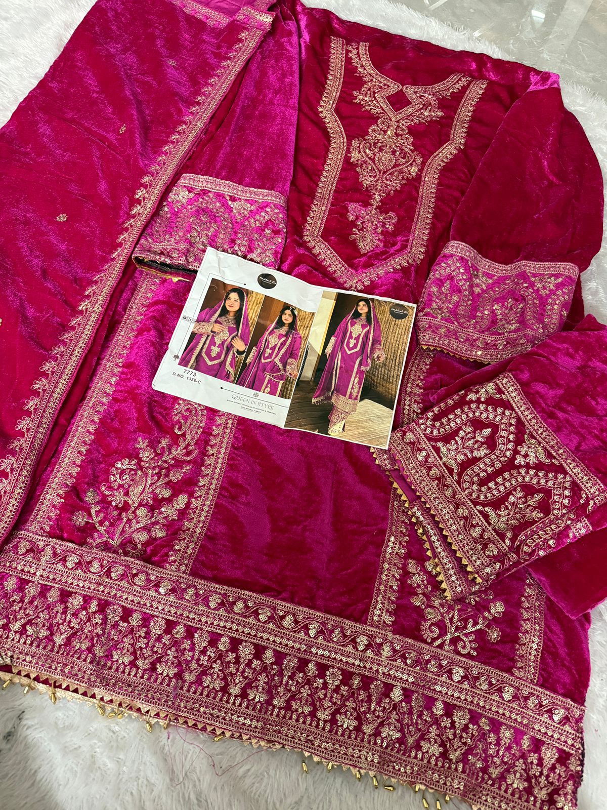 1356C Mehboob Tex Sequence Work Velvet Suits