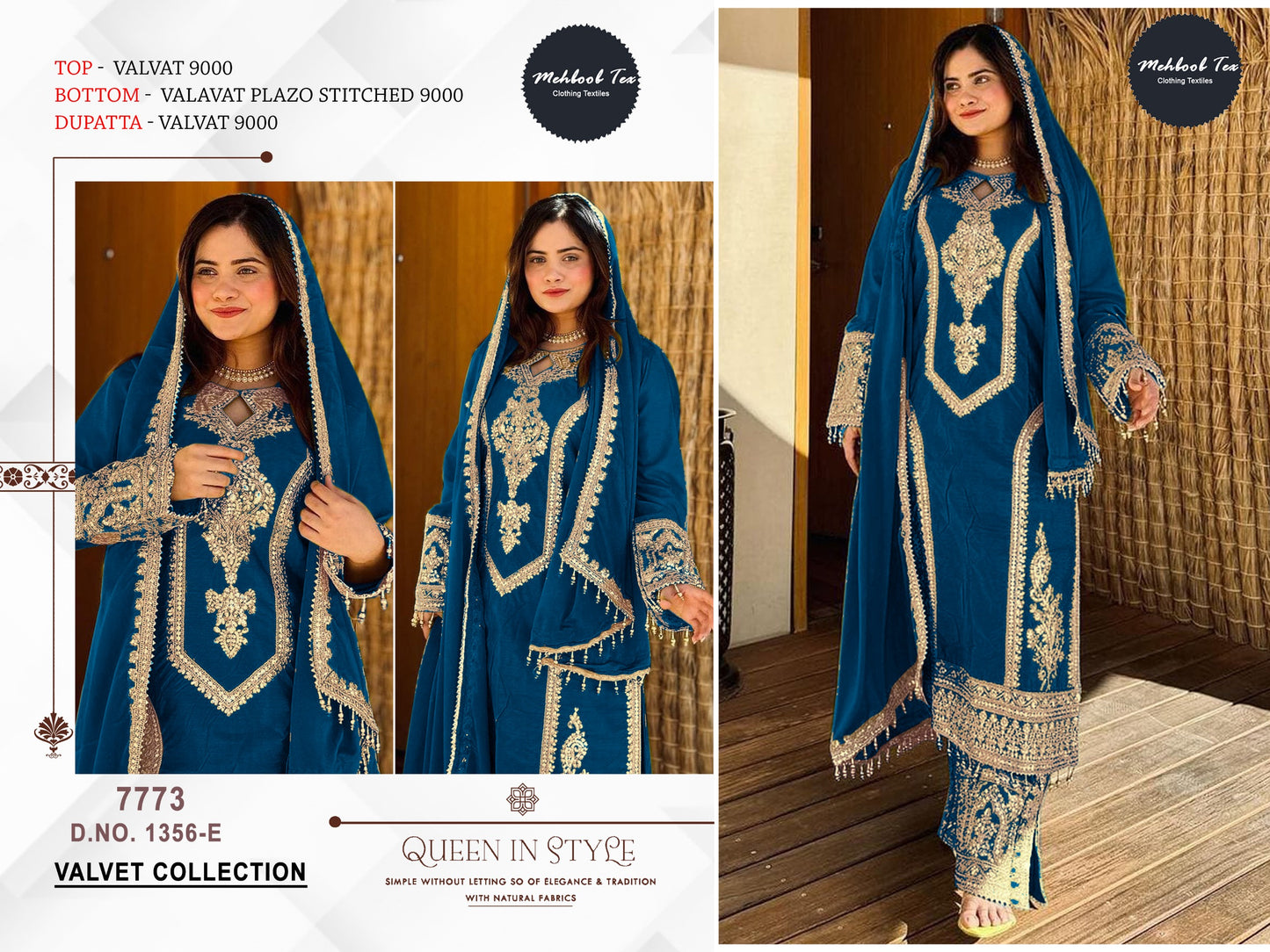 1356E Mehboob Tex Sequence Work Velvet Suits