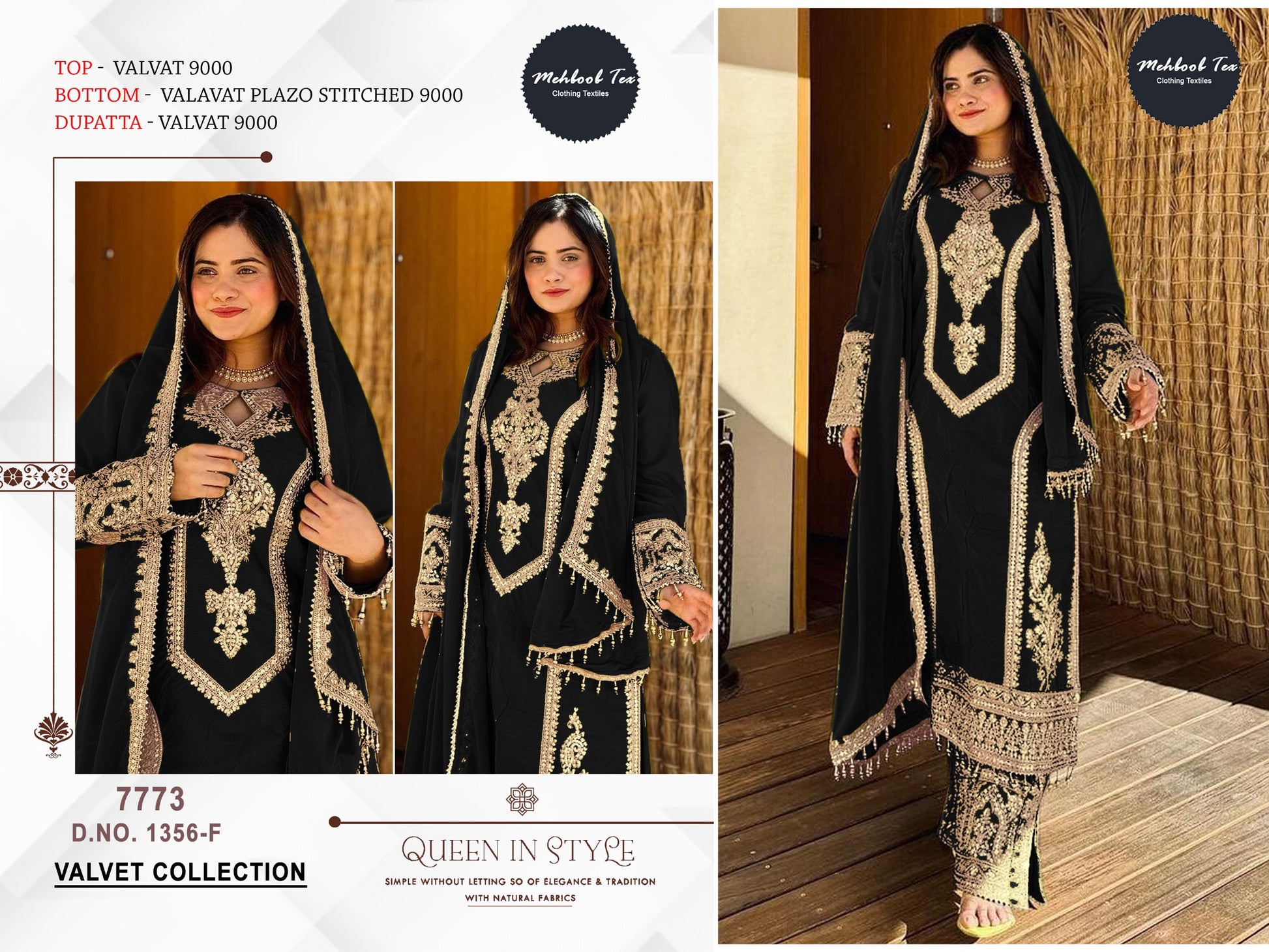 1356F Mehboob Tex Sequence Work Velvet Suits