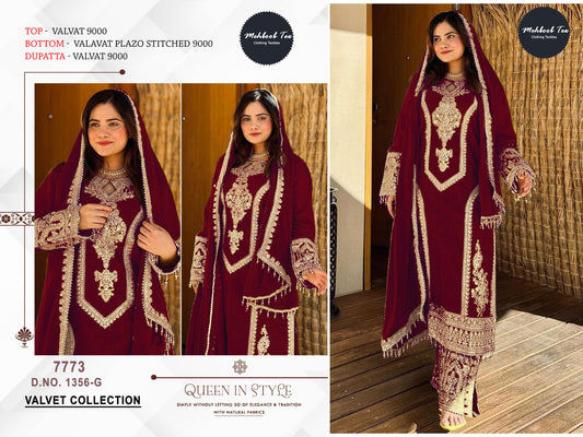 1356G Mehboob Tex Sequence Work Velvet Suits