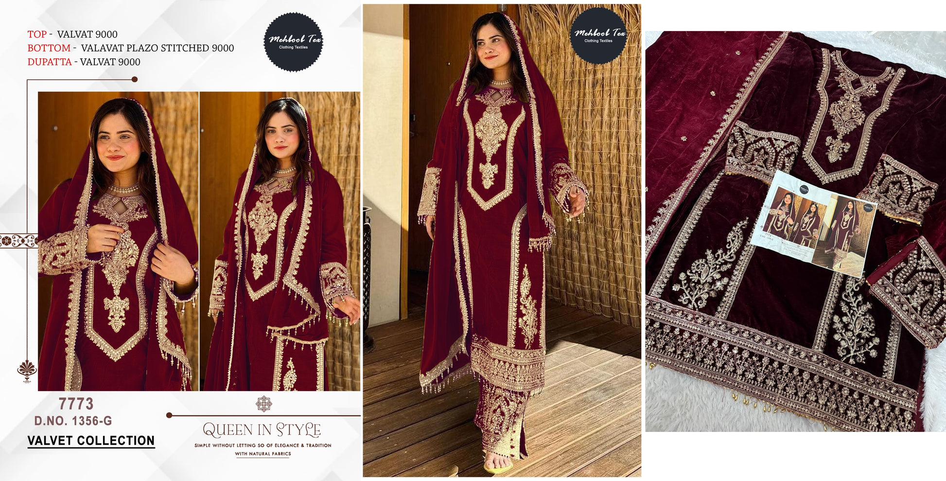 1356G Mehboob Tex Sequence Work Velvet Suits