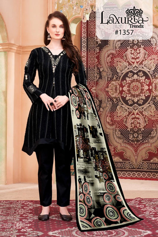 1357 Black Laxuria Trendz Tunic Pakistani Readymade Suits