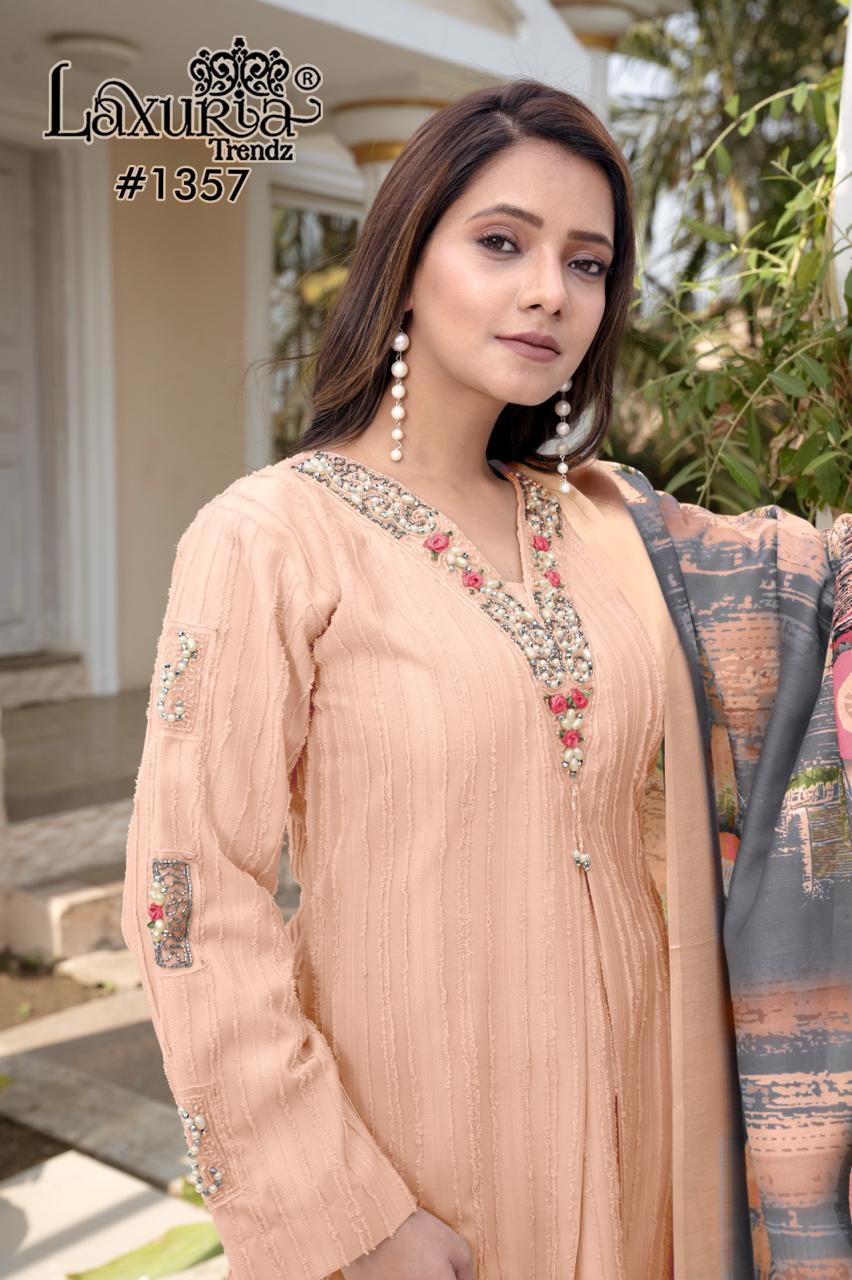 1357 Light Orange Laxuria Trendz Tunic Pakistani Readymade Suits