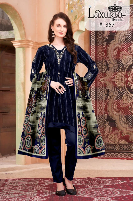 1357 Navy Blue Laxuria Trendz Tunic Pakistani Readymade Suits