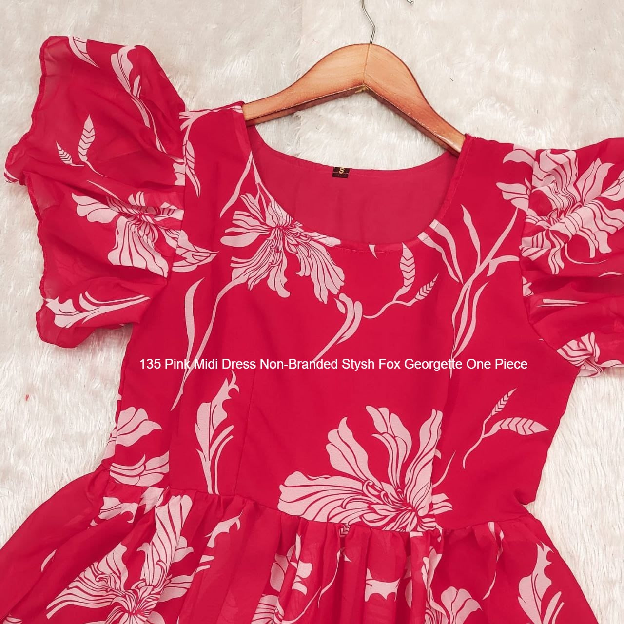 135 Pink Midi Dress Non-Branded Stysh Fox Georgette One Piece