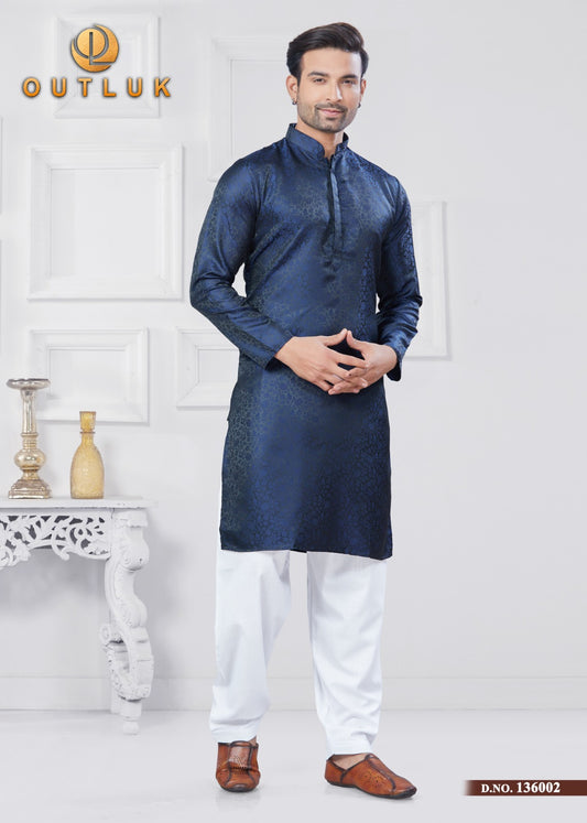 136002 Vol 136 Outluk Jacquard Silk Mens Kurta Pyjama
