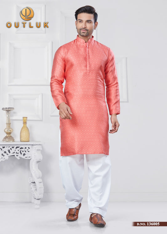 136005 Vol 136 Outluk Jacquard Silk Mens Kurta Pyjama