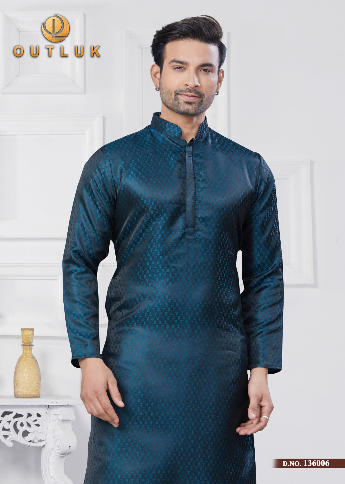 136006 Vol 136 Outluk Jacquard Silk Mens Kurta Pyjama