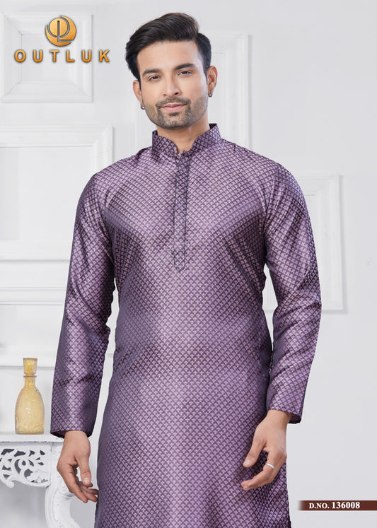136008 Vol 136 Outluk Jacquard Silk Mens Kurta Pyjama