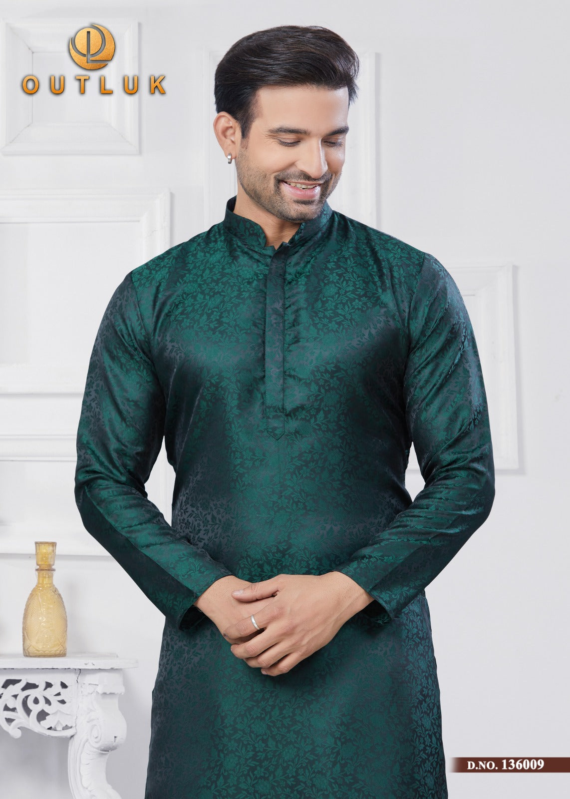 136009 Vol 136 Outluk Jacquard Silk Mens Kurta Pyjama