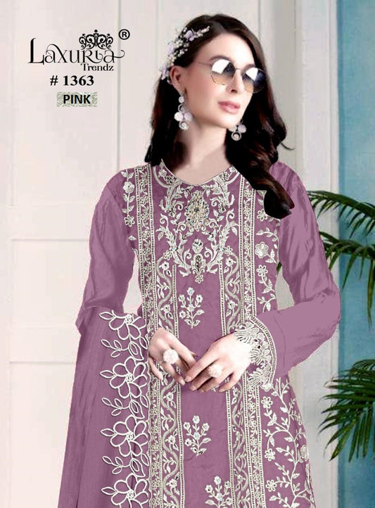 1363 Pink Laxuria Trendz Organza Pakistani Readymade Suits