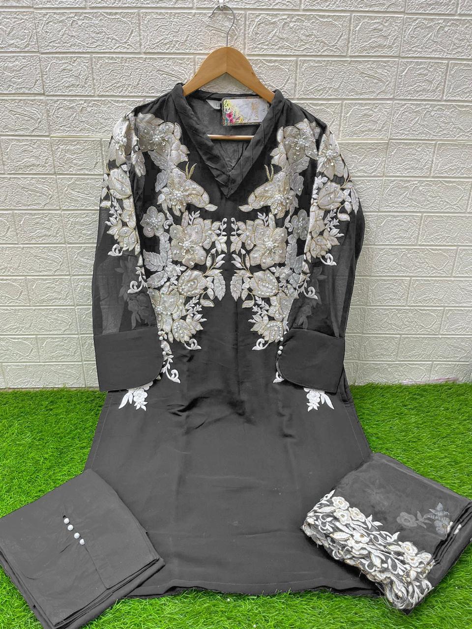 1377 Grey Laxuria Trendz Hand Work Pakistani Salwar Suits