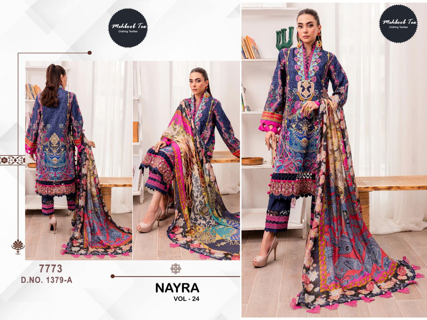 1379-A Nayra Vol-24 Mehboob Tex Embroidery Pakistani Salwar Suits