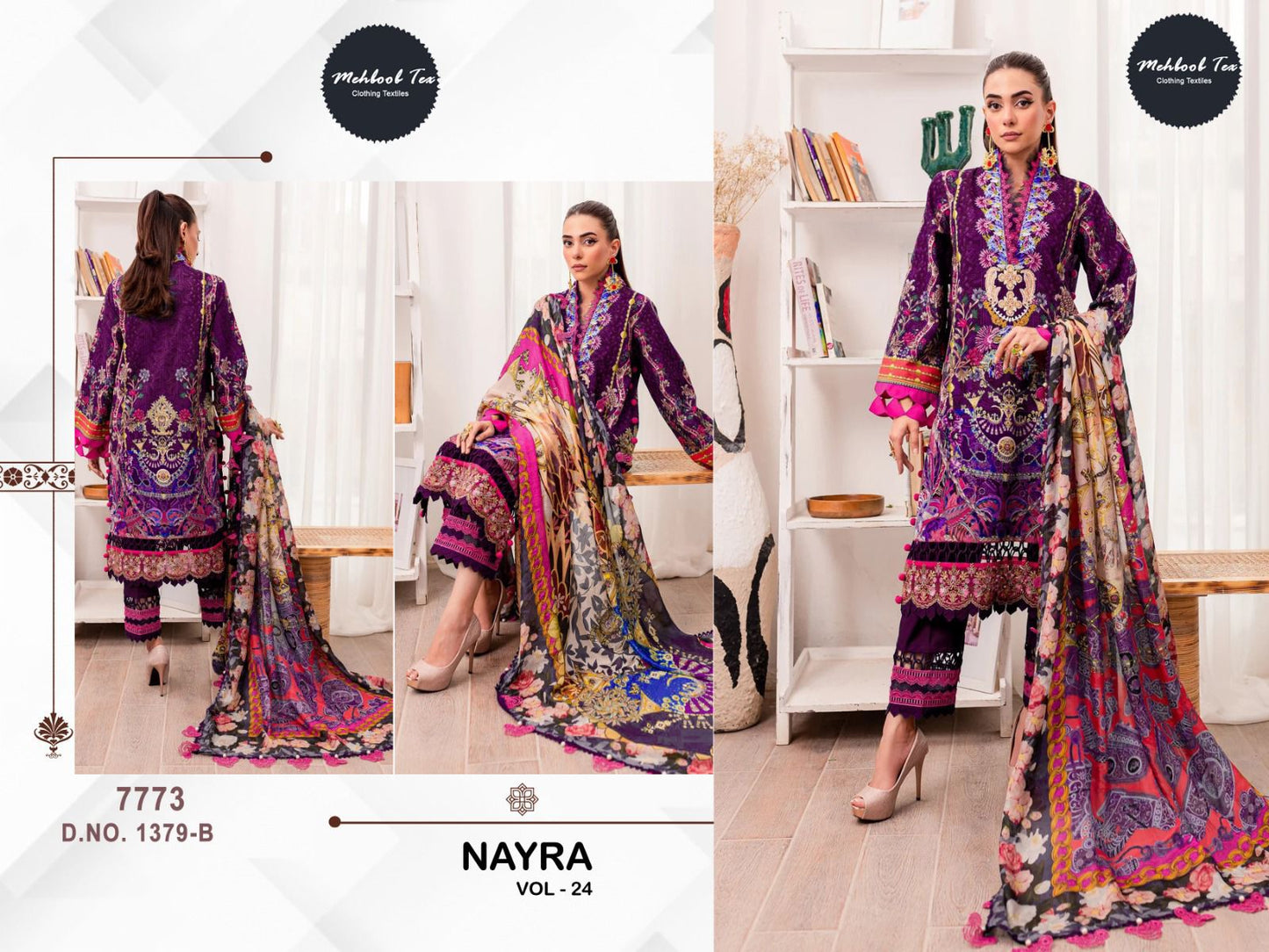 1379-B Nayra Vol-24 Mehboob Tex Embroidery Pakistani Salwar Suits