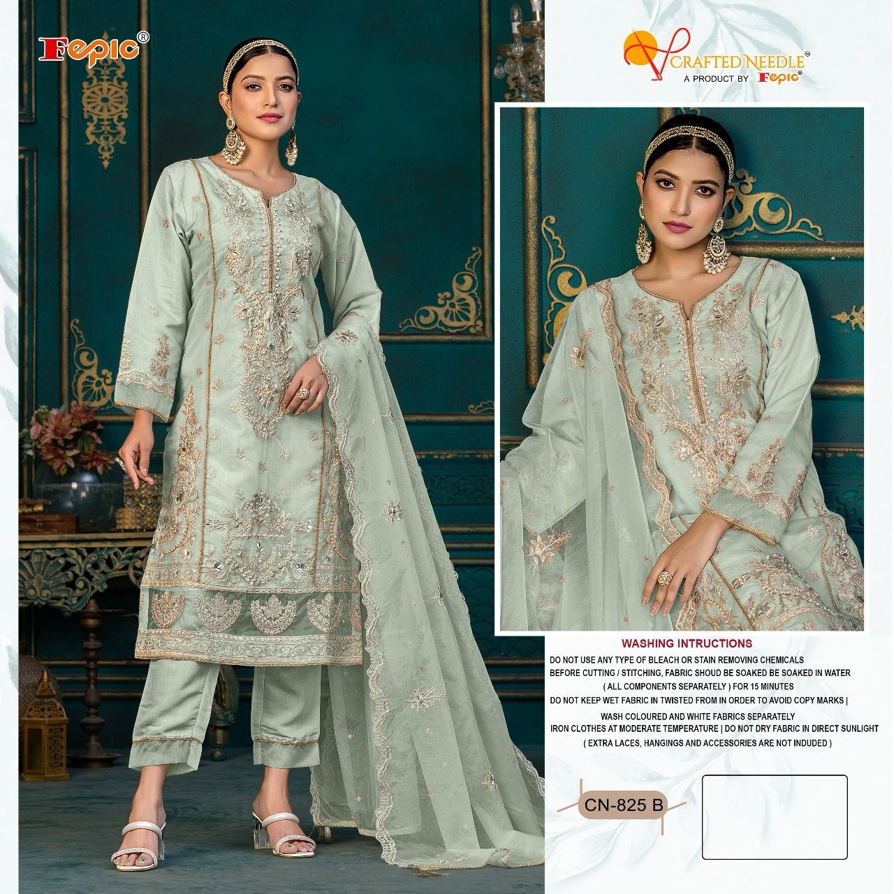 Cn-825-B Crafted Needle Pakistani Readymade Suits
