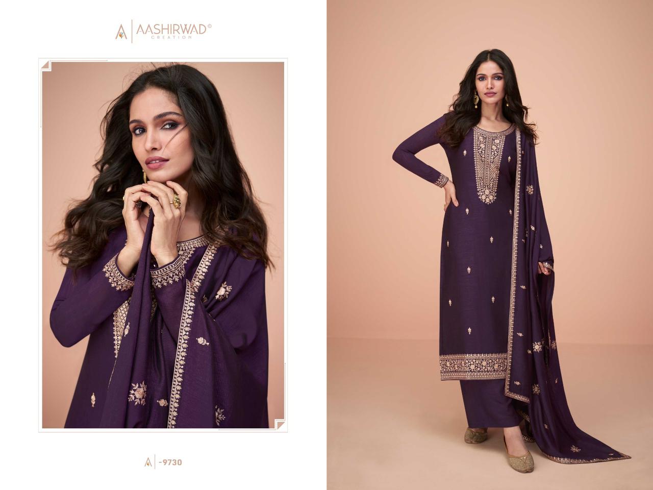 9730 Hiva Aashirwad Creation Unstitched Suits