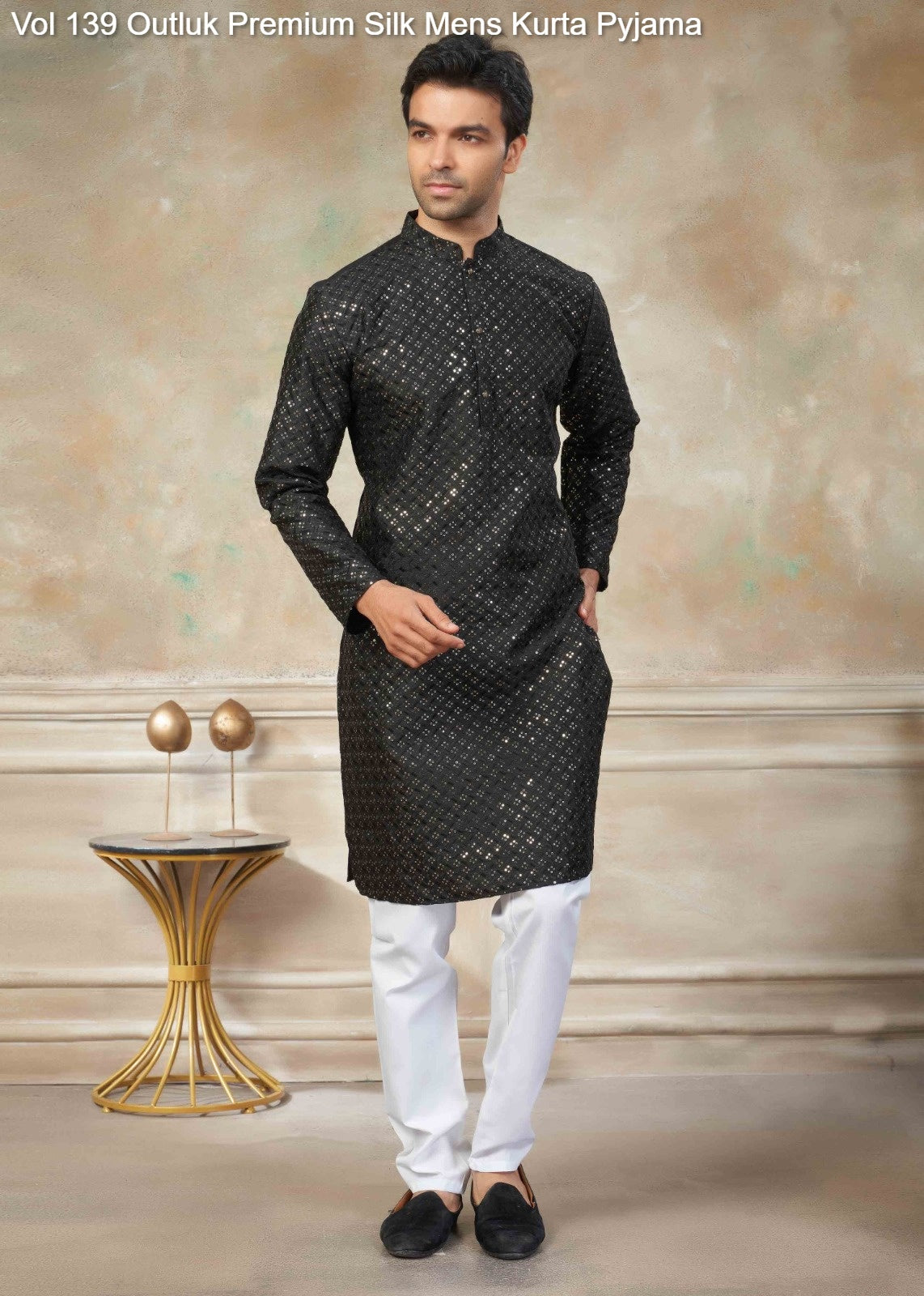 139001 Vol 139 Outluk Premium Silk Mens Kurta Pyjama