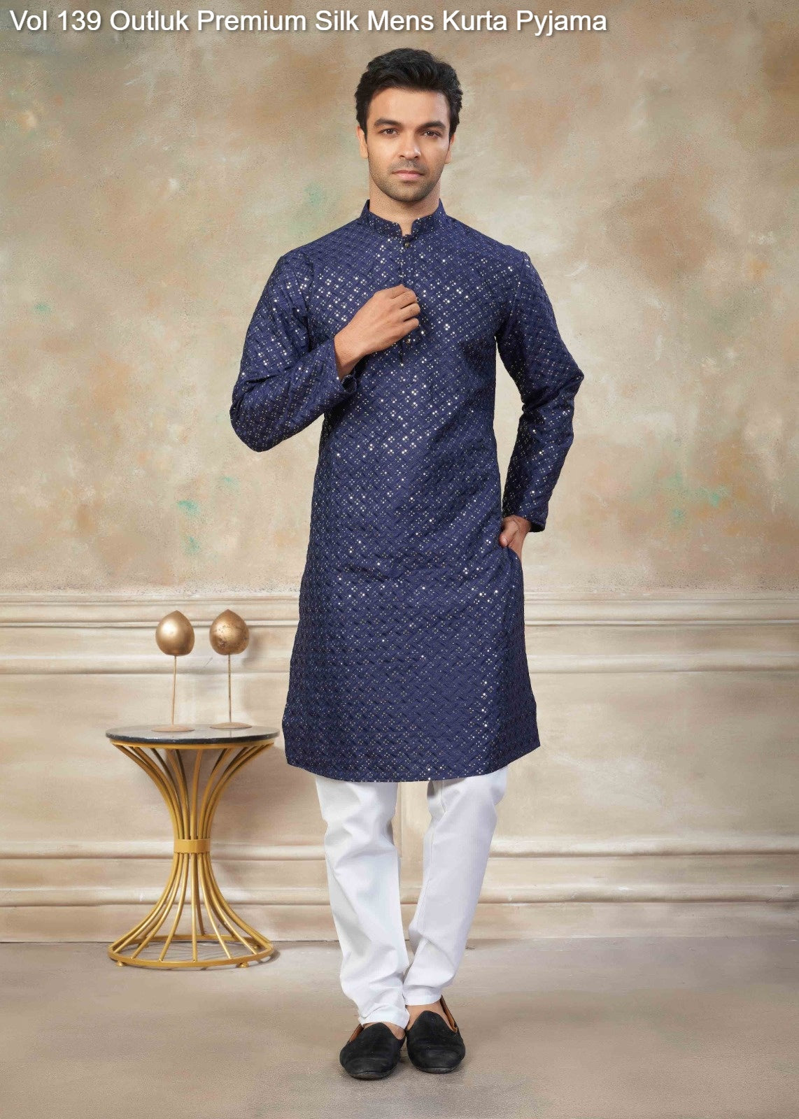 139002 Vol 139 Outluk Premium Silk Mens Kurta Pyjama
