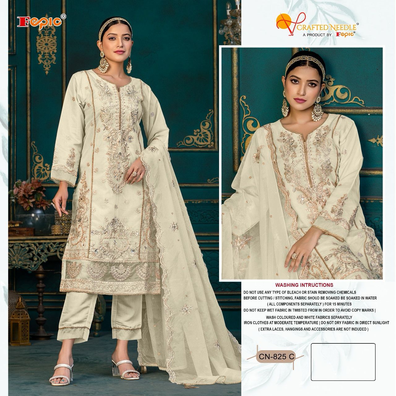 Cn-825-C Crafted Needle Pakistani Readymade Suits