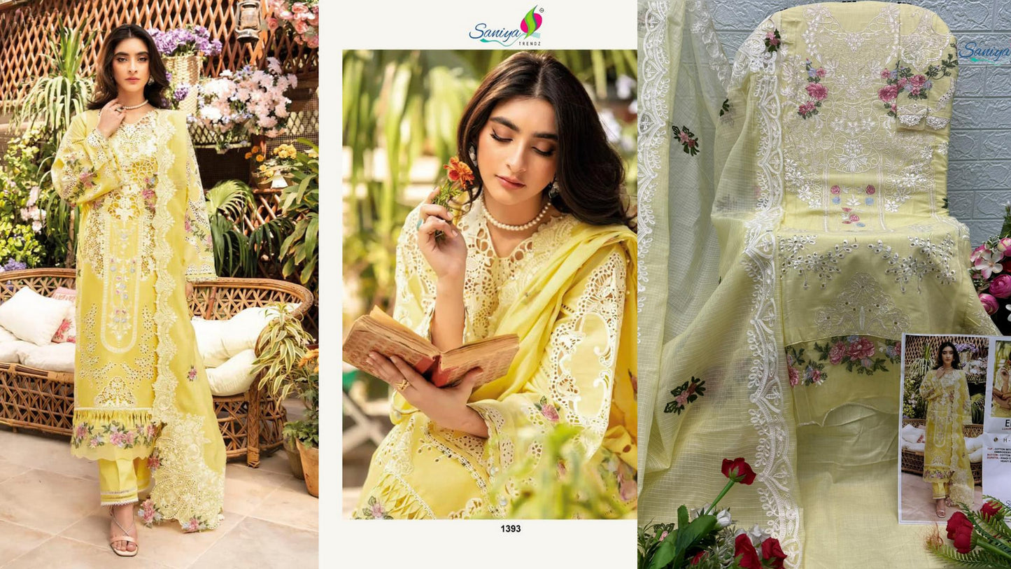 1393 Luxury Lawn 25-3 Nx Saniya Trendz Pure Cotton Pakistani Salwar Suits