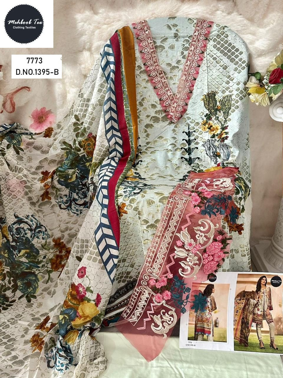 1395-B Mehboob Tex Embroidery Pakistani Patch Suits