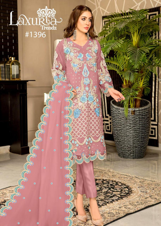 1396 Peach Laxuria Trendz Organza Pakistani Readymade Suits