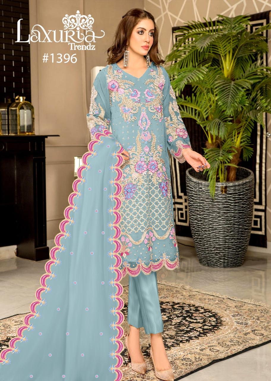 1396 Sky Laxuria Trendz Organza Pakistani Readymade Suits