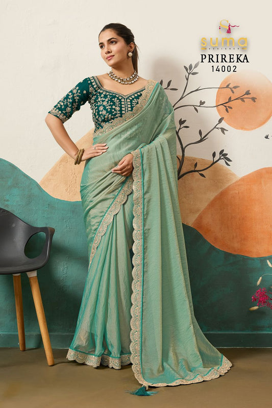 14002 Prireka Suma Designer Nc Moss Sarees