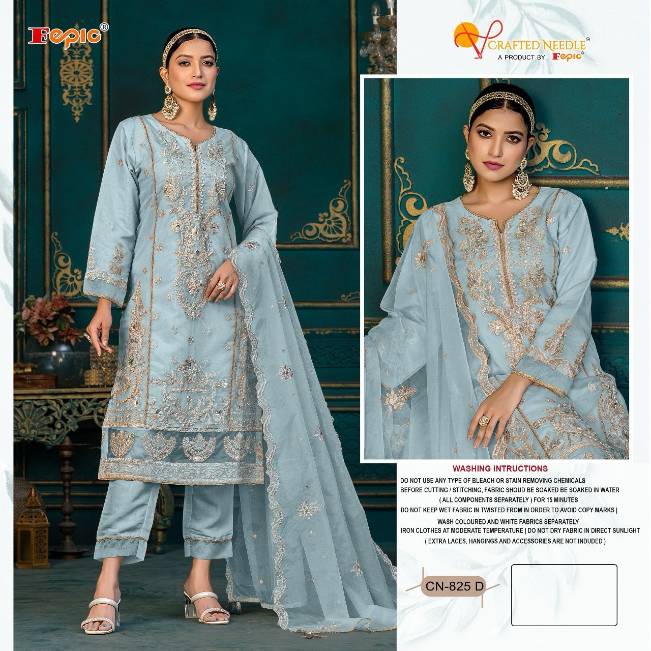 Cn-825-D Crafted Needle Pakistani Readymade Suits
