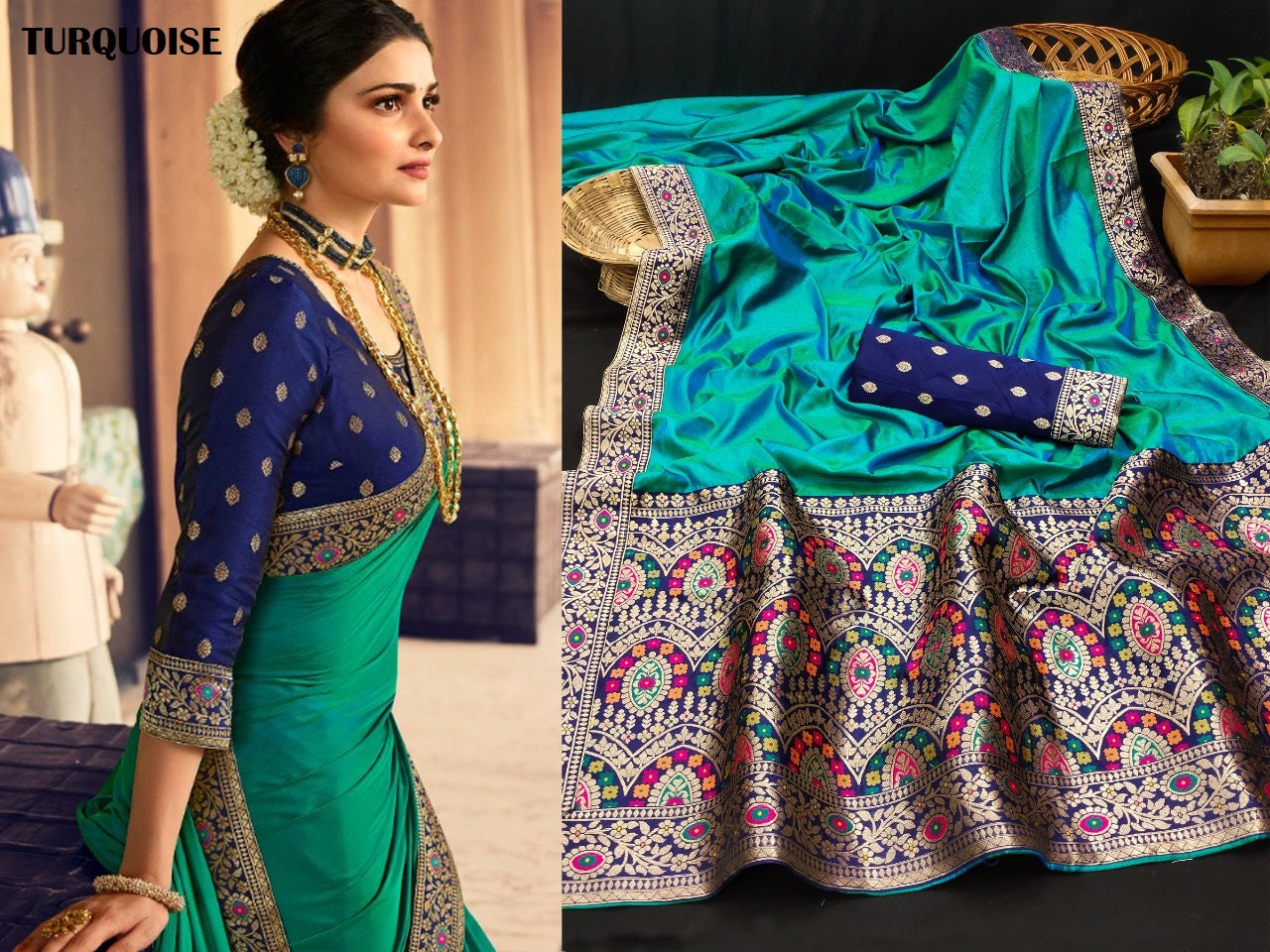 Tanvi Turquoise Jr Creation Sarees