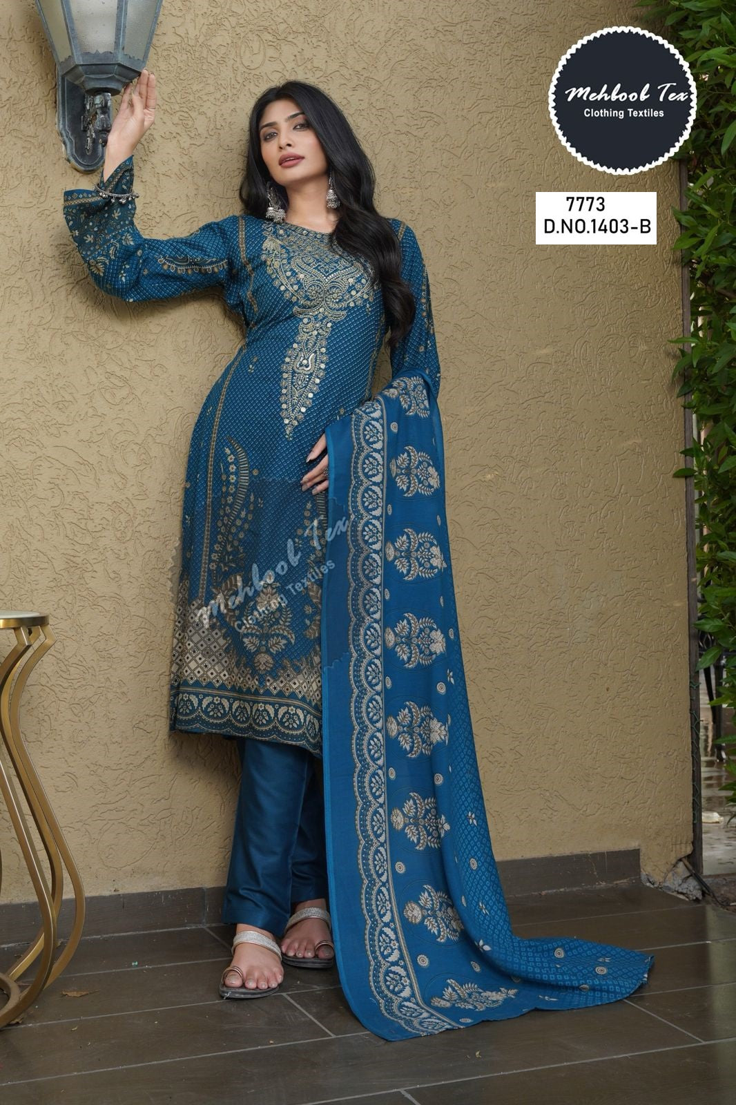 1403B Mehboob Tex Embroidery Karachi Unstitched Suits