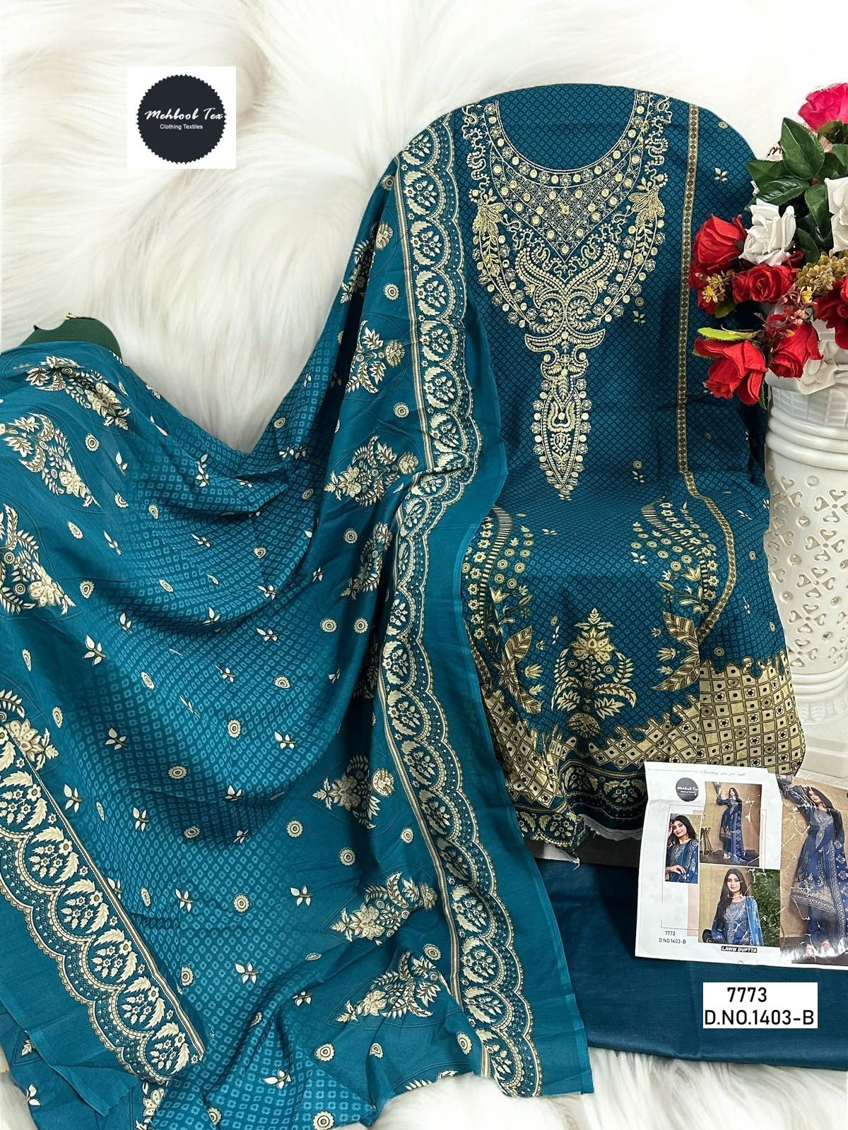 1403B Mehboob Tex Embroidery Karachi Unstitched Suits