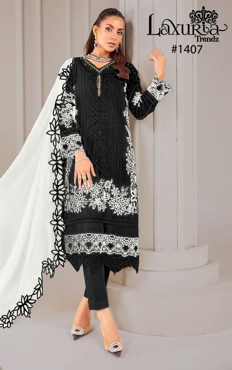 1407 Black Laxuria Trendz Pakistani Readymade Suits