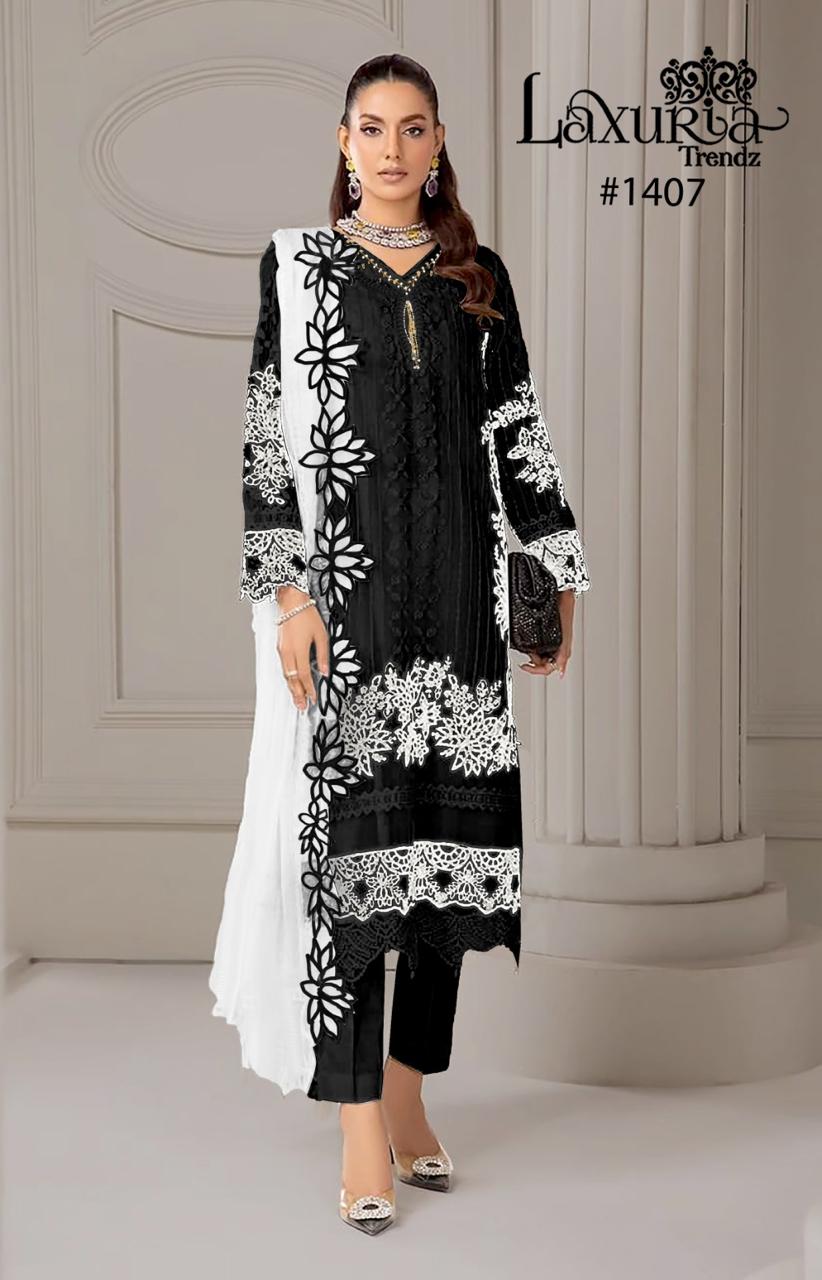 1407 Black Laxuria Trendz Pakistani Readymade Suits