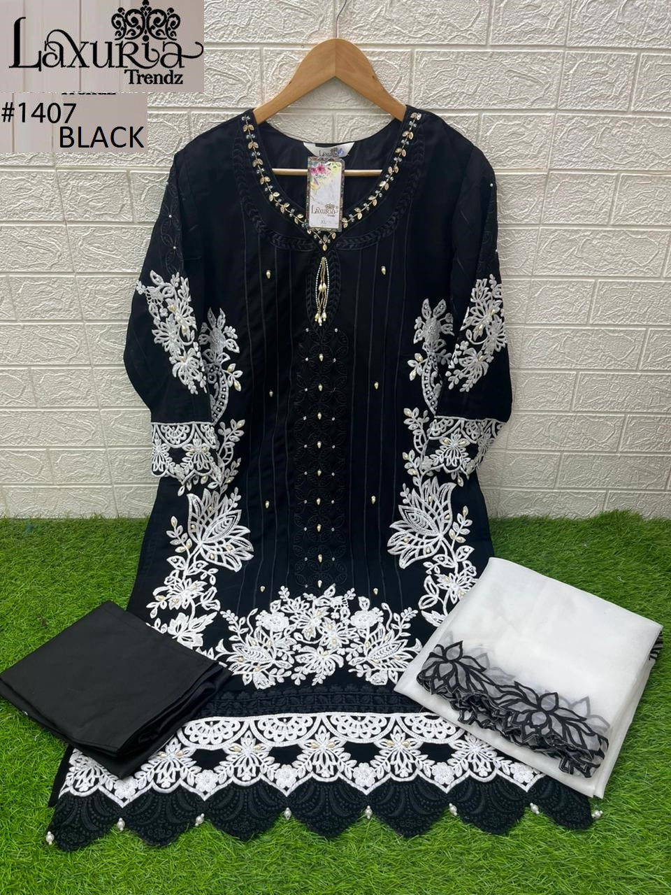 1407 Black Laxuria Trendz Pakistani Readymade Suits