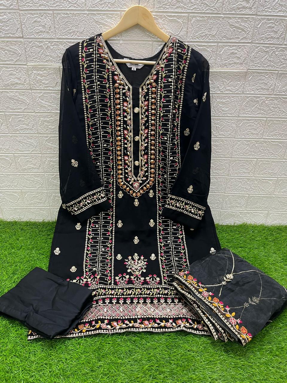 1408 Black Laxuria Trendz Embroidered Pakistani Readymade Suits