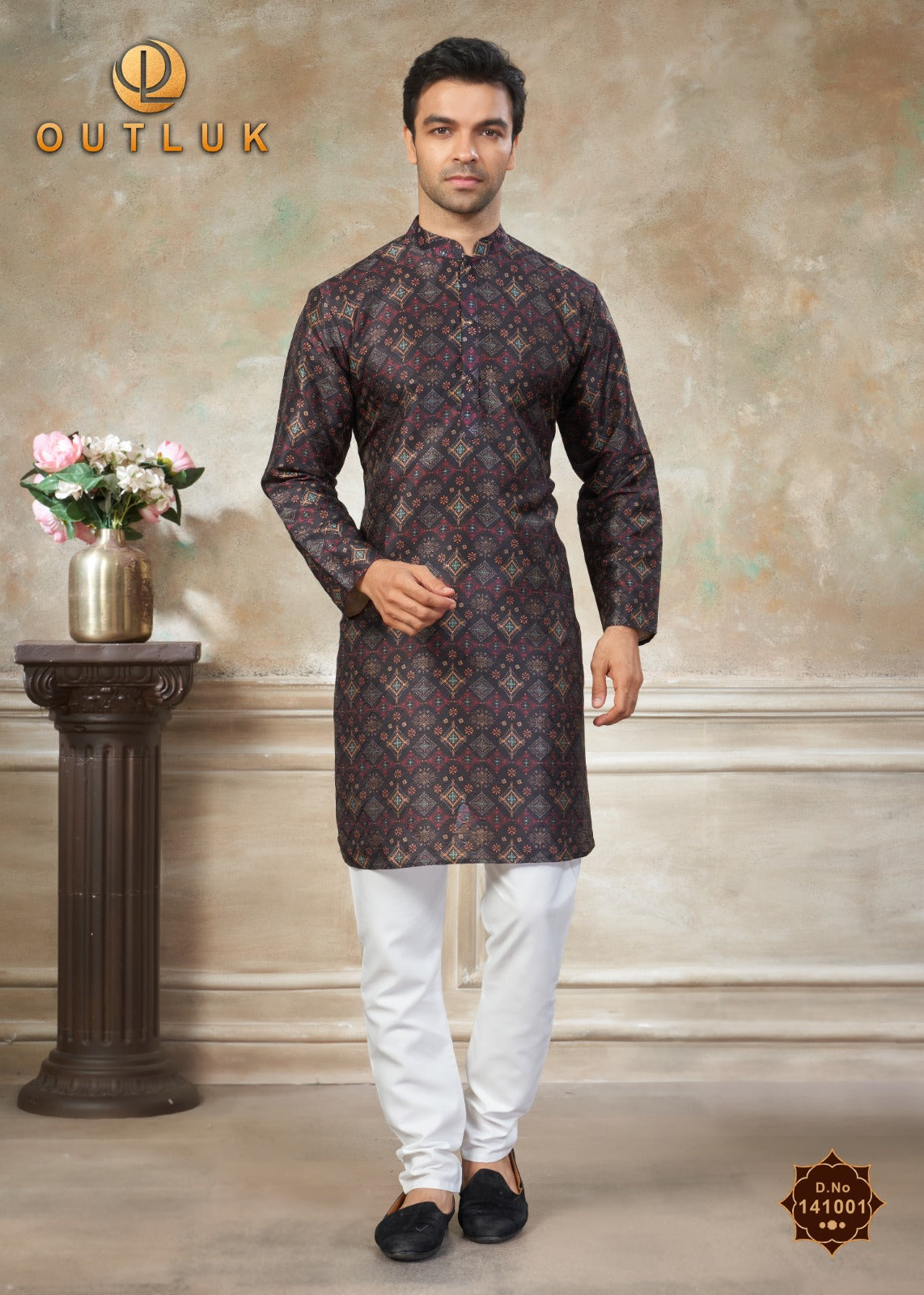 141001 Vol 141 Outluk Premium Silk Mens Kurta Pyjama